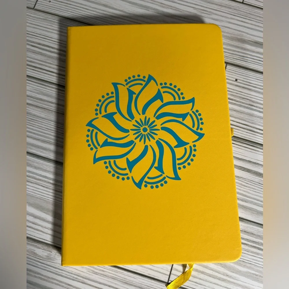 Hand Crafted Journal, 5.7 x 8.4 Hardcover Yellow Ruled Notebook